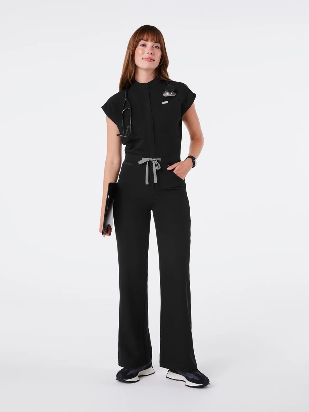 Figs Black Wide Leg Jumpsuit Scrubs Size Medium